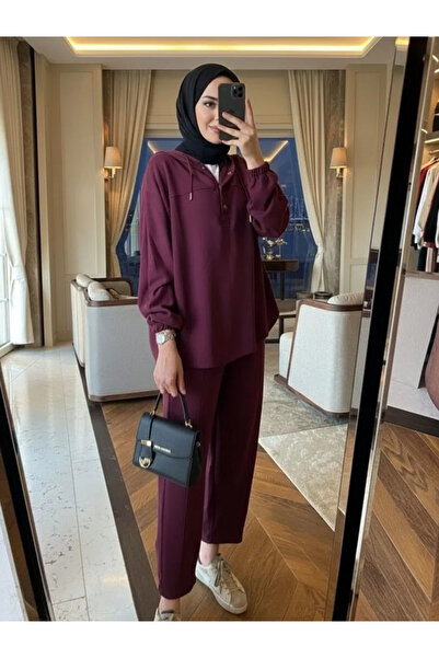 Oxygen Scarfs Premium 0Ysho Fabric Velora Women Hooded Double Suit Tk100287