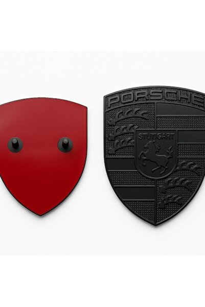 Porsche Премиум черна емблема – 3D метал, 3M лепило