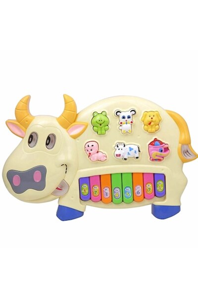 BRAVOSHOP Музикална играчка пиано с крава за деца с мелодии и животински звуц...