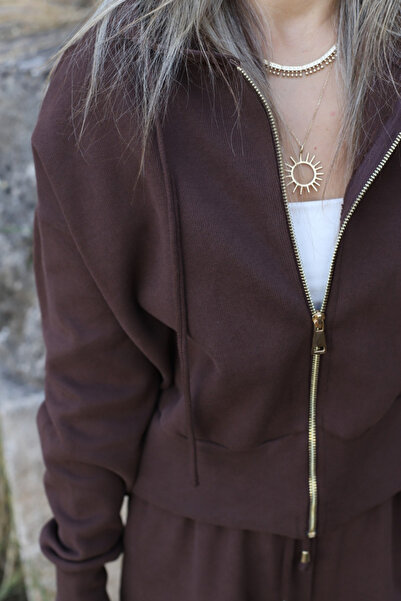 bytugcekaya Brown Hooded Knitwear Set