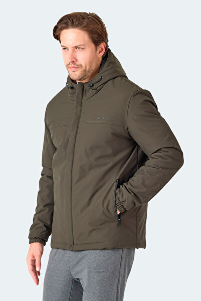 Slazenger Hernis Men's Hooded Zippered Khaki Coat & Jacket