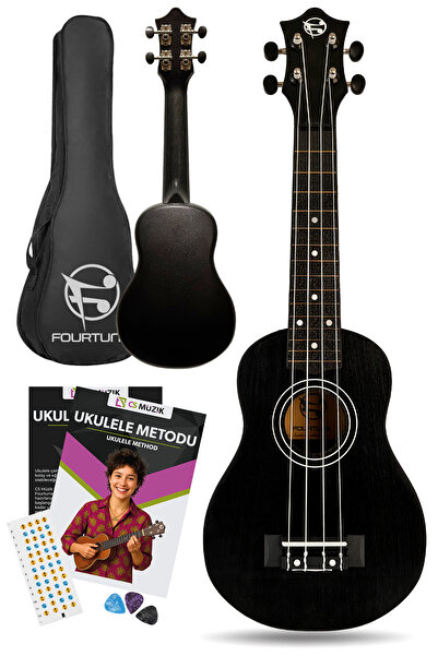 Fourtune Loki SP-21BK Soprano Siyah Çocuk Ukulele Seti (Başlangıç Seviye)