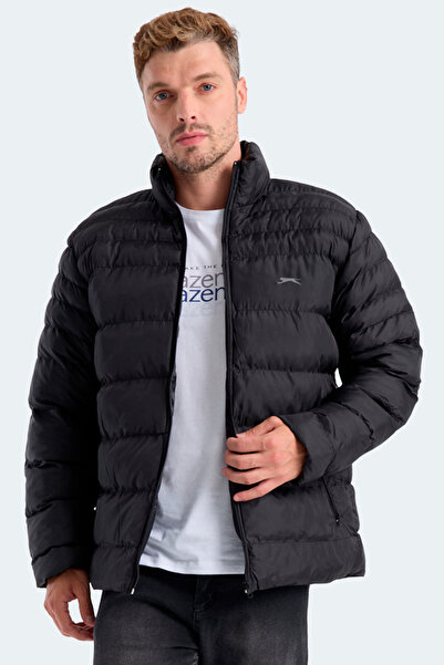 Slazenger Horizon I Men's Mock Neck Zippered Black Coat & Jacket