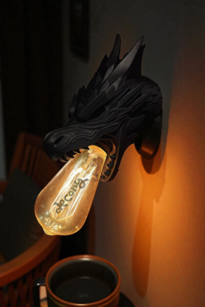 decory Black Dragon Concept Wall Sconce, Special Design Dragon Figured Sconce (Bioplastic) E27