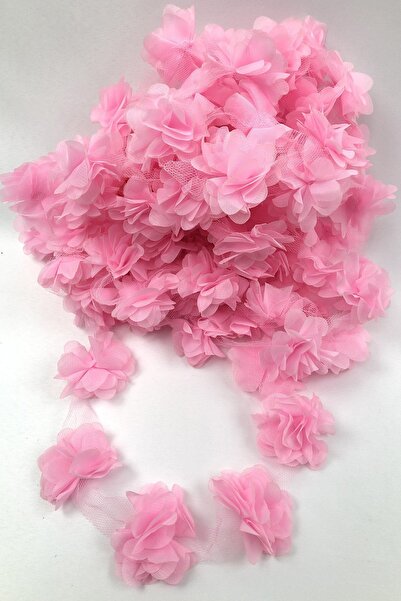 Fiyonks Atölye Laser Cut Flower, Decorative Flower Ribbon Tulle 10 Meters Long