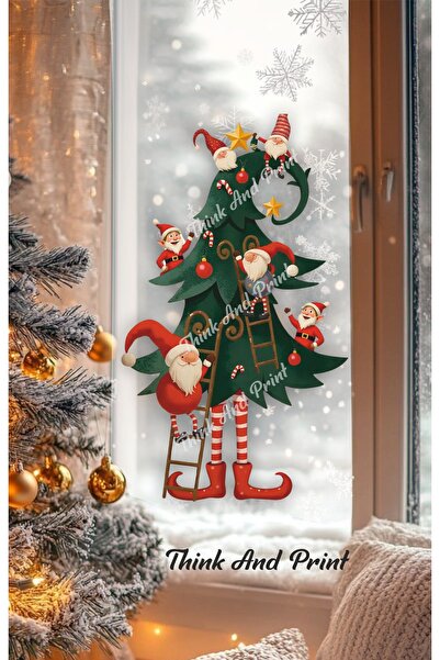 Think And Print Αυτοκόλλητο τοίχου με πεύκα Χριστουγέννων Διακόσμηση Πρωτοχρο...