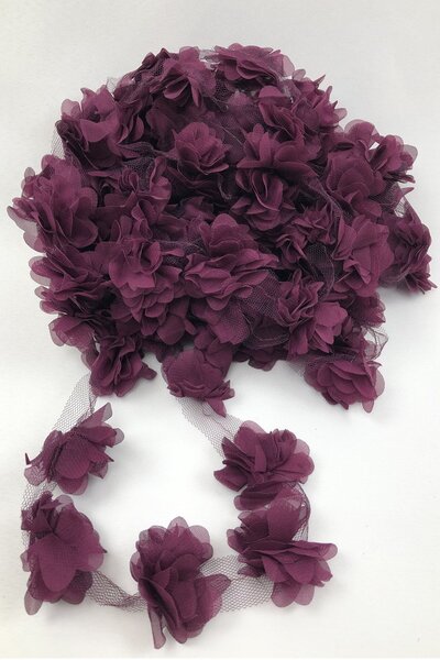 Fiyonks Atölye Laser Cut Flower, Decorative Flower Ribbon Tulle 10 Meters Long