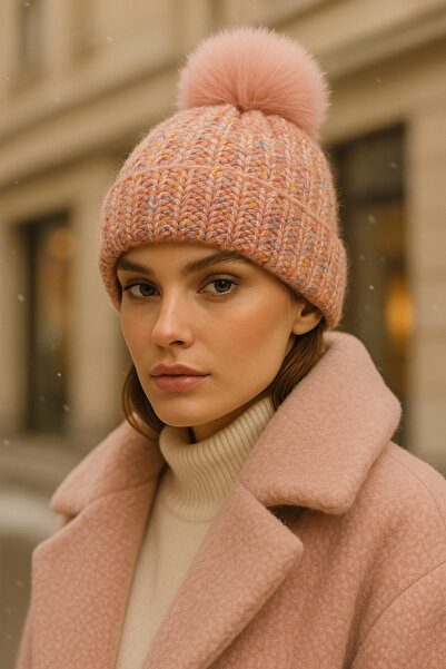 keisy Knitted Cotton Premium Pom-Pom Beanie