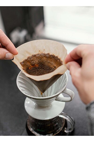 Generic فلتر قهوة مخروطي V60 من لب الخشب الطبيعي (أبيض، V02، 100 قطعة)