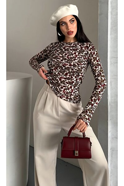 DİMA Μπλούζα με λουλουδάτο σχέδιο ελαστικό ύφασμα εφαρμοστό