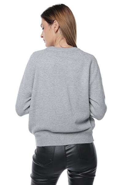 Jolenttine Floral sweater, cashmere and wool blend, gray