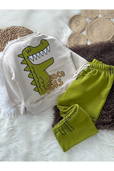 Alvadonna Crocodile Printed Boys' Top and Bottom Set