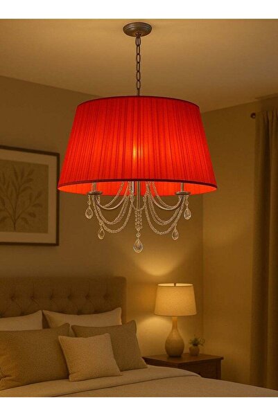 genernic Soft Red Fabric Lighting – Elegant Chandelier for Warm Nights