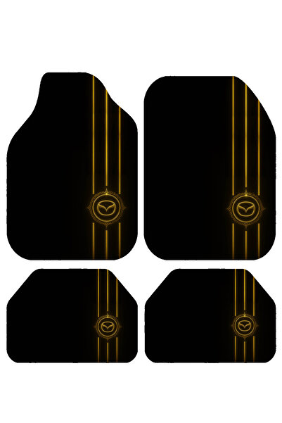 PATENTH MAZDA Gold Desenli Dekoratif 4'lü Oto Paspas Takımı Tüm Araçlara Uygun Leke Tutmaz Makinede Yıkanır