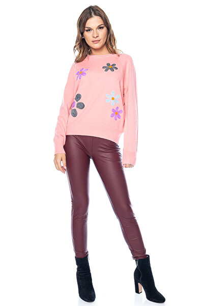 Jolenttine Floral sweater, wool and cashmere blend, Pink