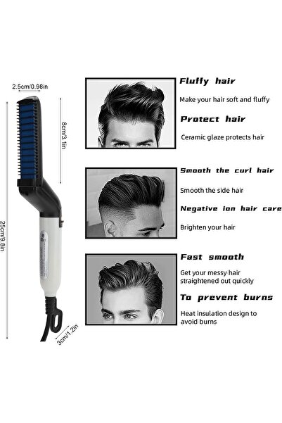 NEONI Beard Straightener Comb - Electric Heated Beard Brush Styler (Portable)