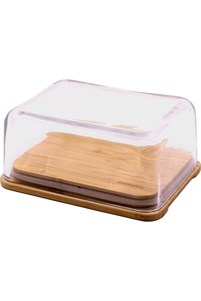 Brabantia Pure Butter Dish - Bamboo Board and Glass Lid - 290 ml - 14 x 10 x 7 cm