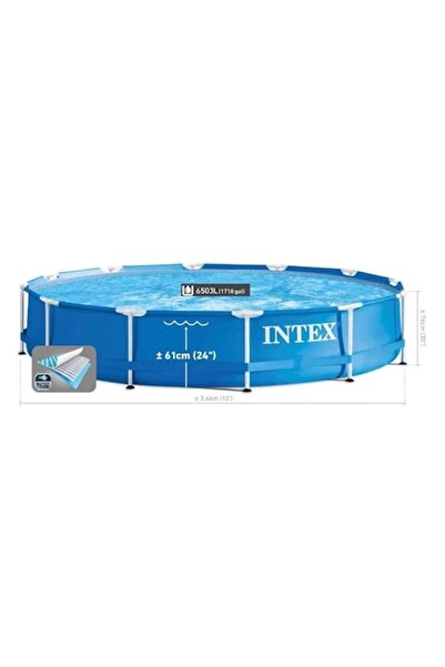 Intex Басейн Prism Frame с метална рамка и филтър, Ø366 x 76 см