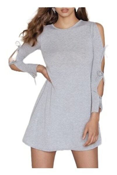 OEM Tie Sleeve Swing Dress, Gray