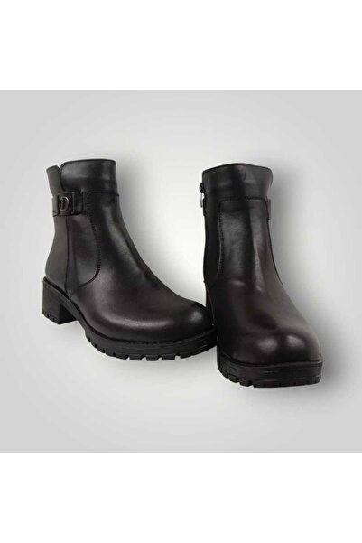 iskarpino Genuine Leather Black Zippered Women's Boots