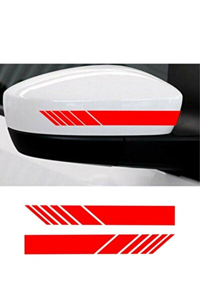 EYBA STİCKER Side Mirror Auto Strip Sticker Car Sticker 2 Pcs Red 15 X 2 Cm