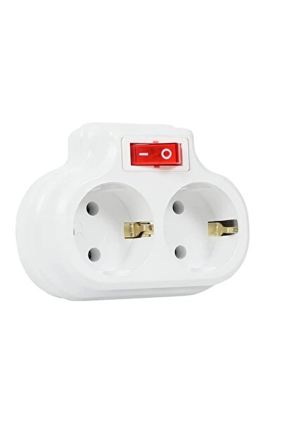 KL HOME 2-Outlet Switched Socket - Electric Socket Multiplier - with Switch for Saving Energy
