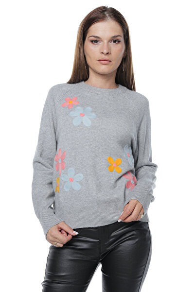Jolenttine Floral sweater, cashmere and wool blend, gray