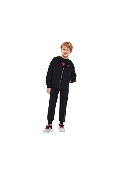 SKECHERS Essential B Full Zip Hoodie Sweatshirt Big Boy Black Sweatshirt Sk232081-001