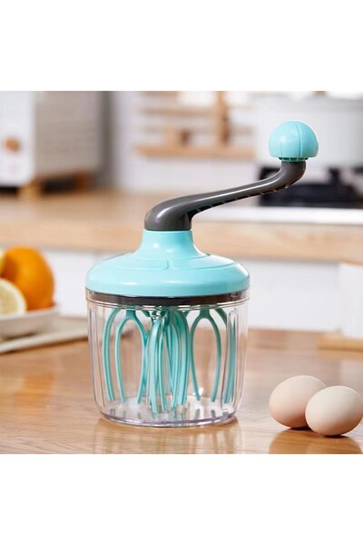 Flippy Manual Hand Mixer for Eggs, Cream, Dough, Transparent Bowl, 24.5x11.5 cm, Green