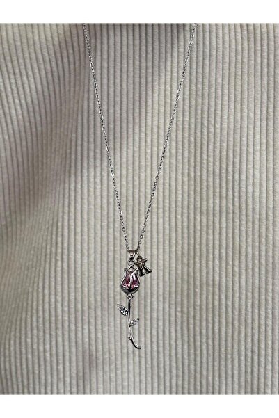 bijoux uniques aşkın simgesi K harfli çelik lale kolye