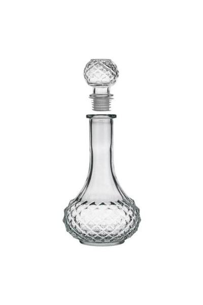 AVA Transparent Decorative Beverage Bottle, Diamond Embossed Pattern, with Cork, 500ml