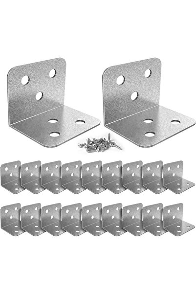 AZONEE 20 Pcs Metal Corner Braces 1.5in L Brackets for Wood with Screws (Silver)