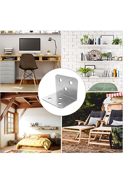 AZONEE 20 Pcs Metal Corner Braces 1.5in L Brackets for Wood with Screws (Silver)