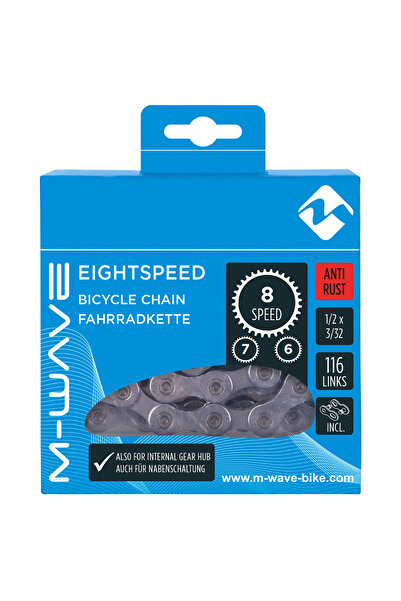 M-wave Ασημένια αντισκωριακή αλυσίδα 8v 116 κρίκοι 1/2x3/32