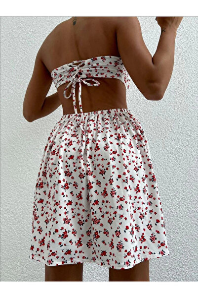 ZENGEZUR MALL Φόρεμα SPTRNS στράπλες με τύπωμα Λευκό (203152) (Μέγεθος: M)