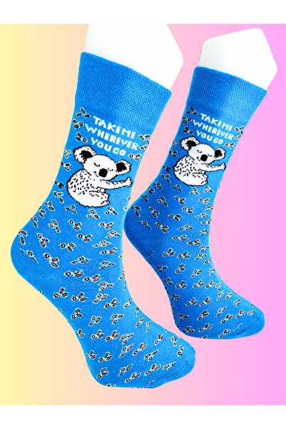 Shuttle Park Special Series Happy Colorful Koala Patterned Socks Fun Comfortable Stylish Design Style Socks
