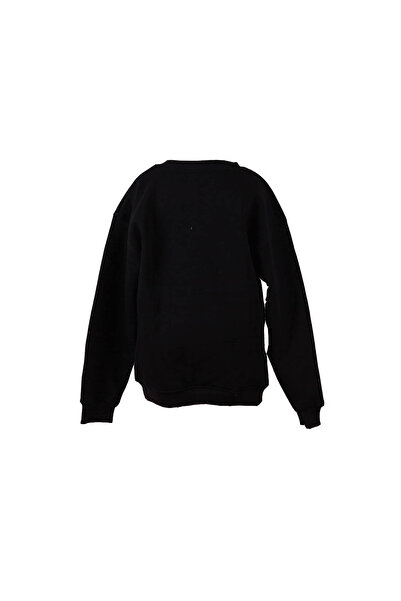 trender Black Boy's Sweatshirt 3 İp Ş Fleece-Lined Skate Print