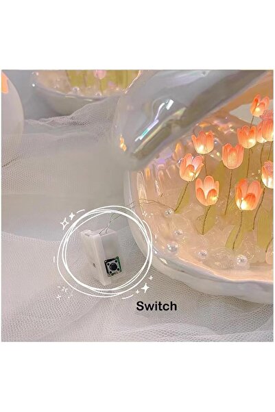 NALACAL DIY Tulip Night Light, 20-Flower Shell Table Lamp (Purple)