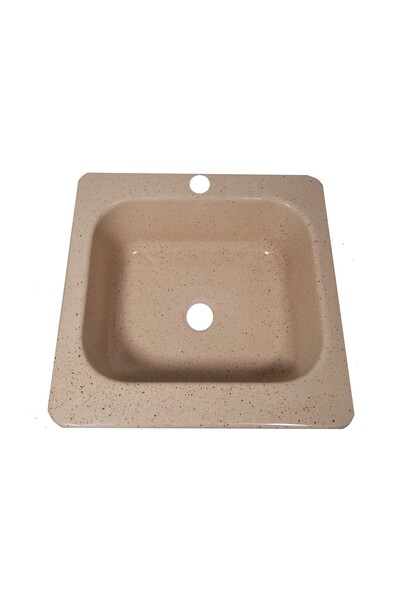 RAY Pachet-Chiuveta bucatarie,din compozit,patrata,crem marmorat,montare blat+Baterie monocomanda