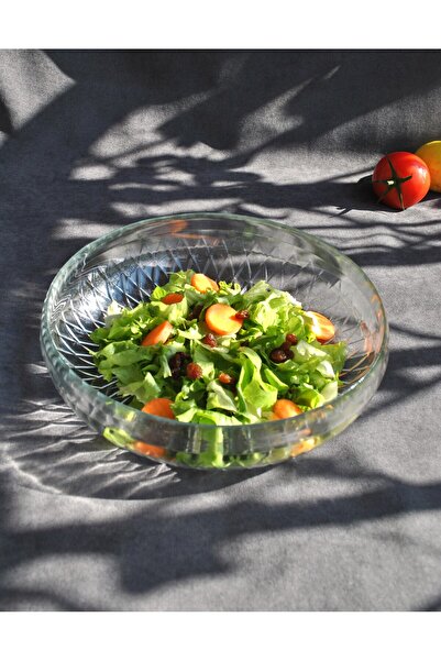 Qualitev Cage Large Glass Salad Bowl 26 cm Fruit Bowl Pasta Presentation Bowl