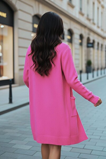 Mossta Pink City Vibe Oversized Long Cardigan