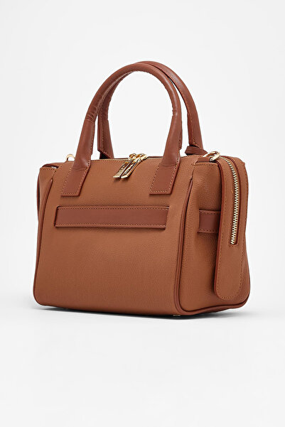 Hüvendo Women's Daily Hand and Shoulder Bag with Belt Buckle Detail, Medium Size, Long Strap, Brown