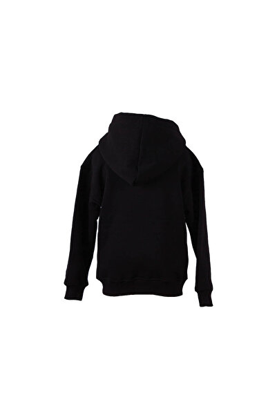 trender Zippered Hooded Black Girls' Sweatshirt 3 Thread Ş Fleece-Lined Basic