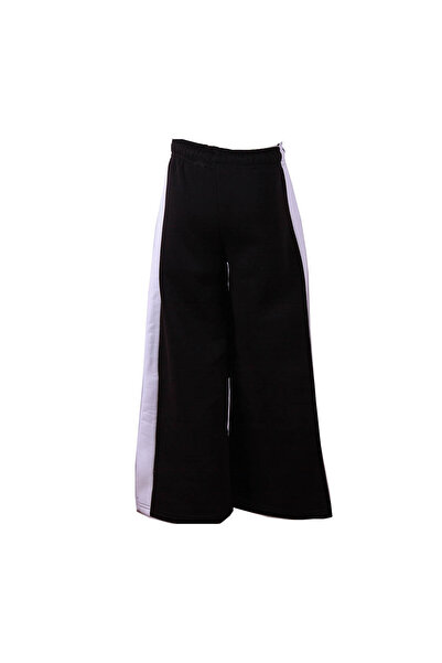 trender Black Girls' Jogging Pants with Single Stripe and 3 Threads 7383