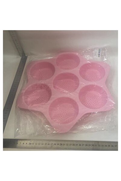 Flippy Silicone Baking Molds, 7 Round Molds for Burgers and Cakes, 38.5 x 4 cm, Pink