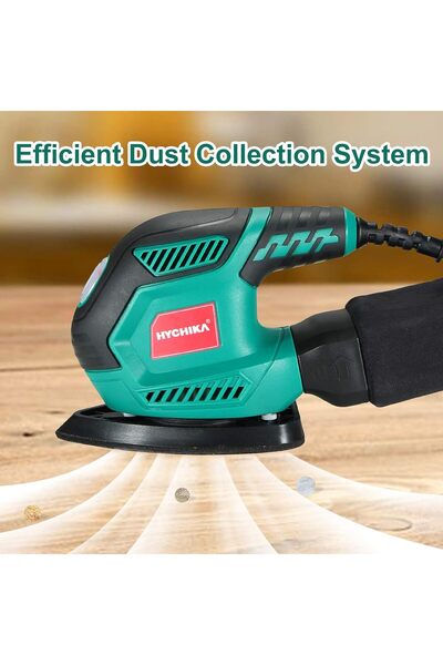 HYCHIKA 200W Detail Sander for Wood with Dust Collector and 12 Sandpapers, 14000 RPM