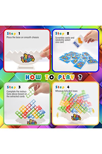 DELPI Educational Balance Game - Tetris Block Stacking, 32 pieces, 3+ years