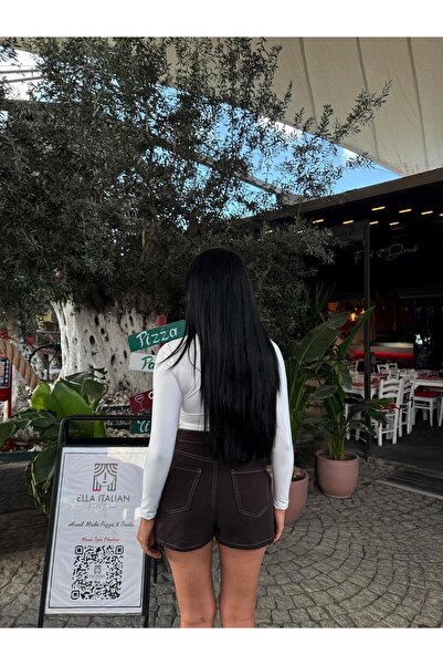 aytenli High Waist Front Back Pockets High Quality Style Double Closure Asymmetrical Bermuda Denim Shorts Skirt