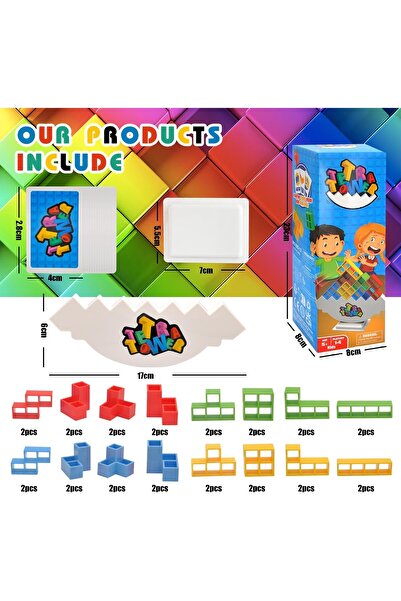 DELPI Educational Balance Game - Tetris Block Stacking, 32 pieces, 3+ years