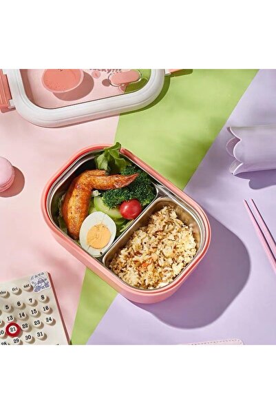 easybox Flippy Lunch/Snack Box, 2 Compartments, 1000 mL, 22.5x14.5x8 cm, Pink